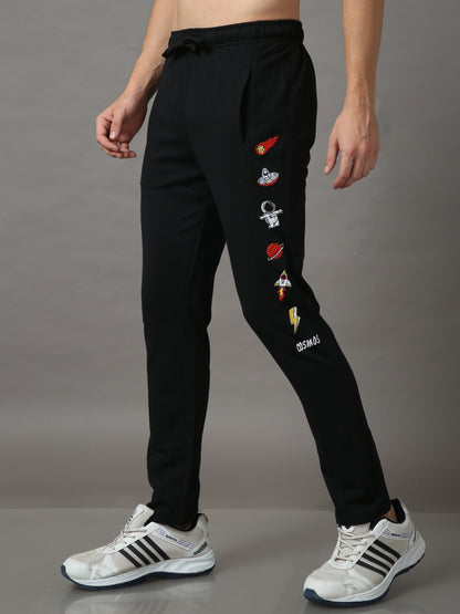 Men Black Solid Slim-Fit Track Pant