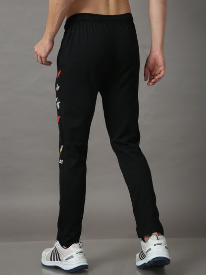 Men Black Solid Slim-Fit Track Pant