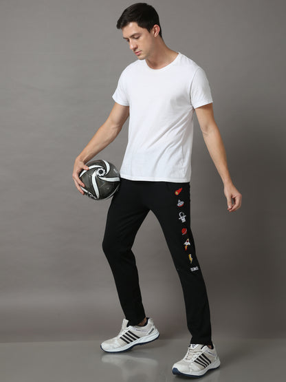 Men Black Solid Slim-Fit Track Pant