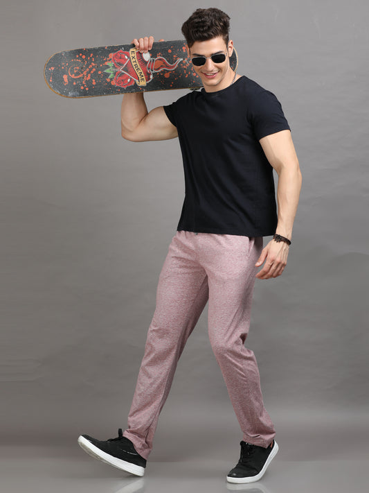 MEN Pink REGULAR FIT TRACK PANTS