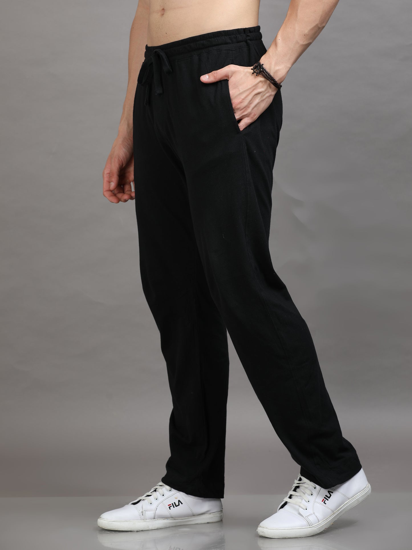 Men Black Regular Fit Track Pants