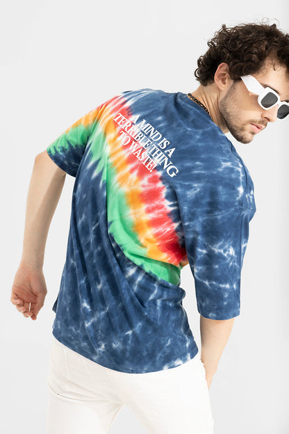 A MIND BLUE OVERSIZED TIE-DYE T-SHIRT