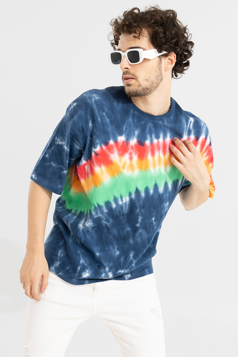 A MIND BLUE OVERSIZED TIE-DYE T-SHIRT